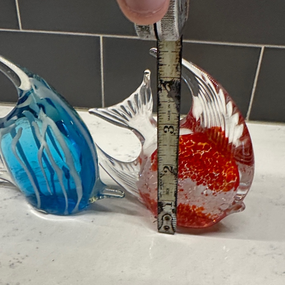 Vintage Glass Fish Decor in Blue and Red - Picture 5 of 12